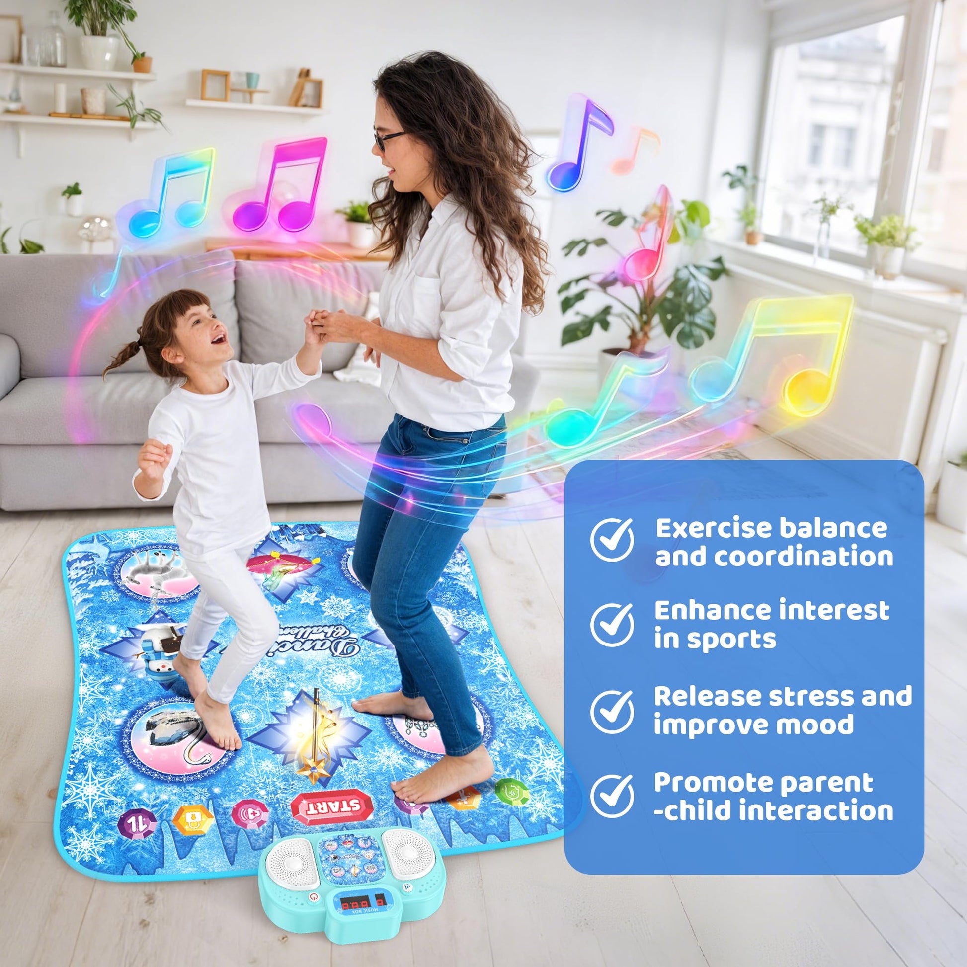Close up of touch sensitive buttons on Frozen dance mat