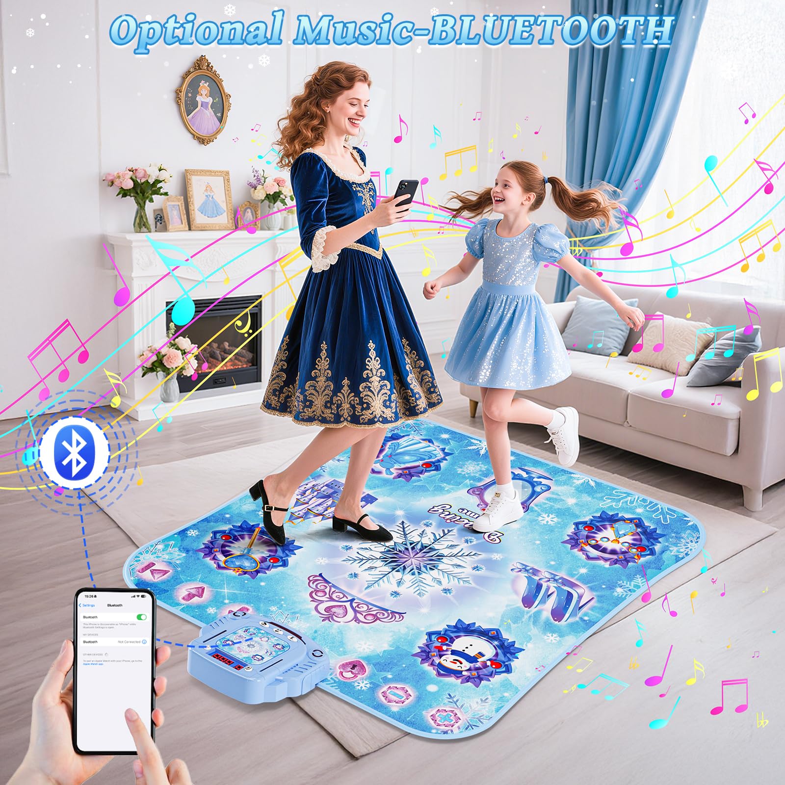 Close up of Handwell electronic dance mat game mode controls