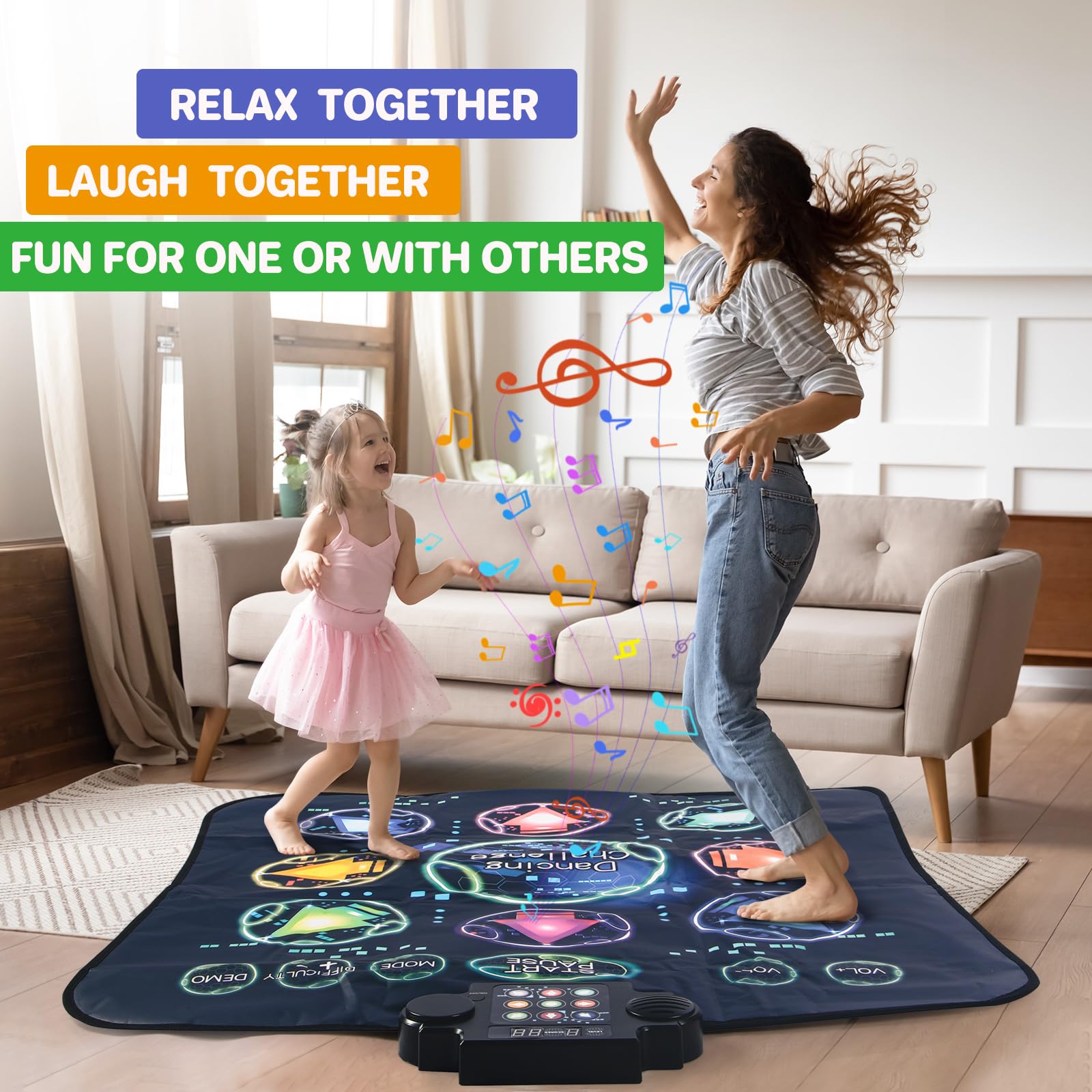 Child playing on Zitranse dance mat with LED lights