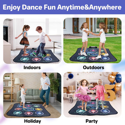 Two children dancing on Zitranse electronic playmat