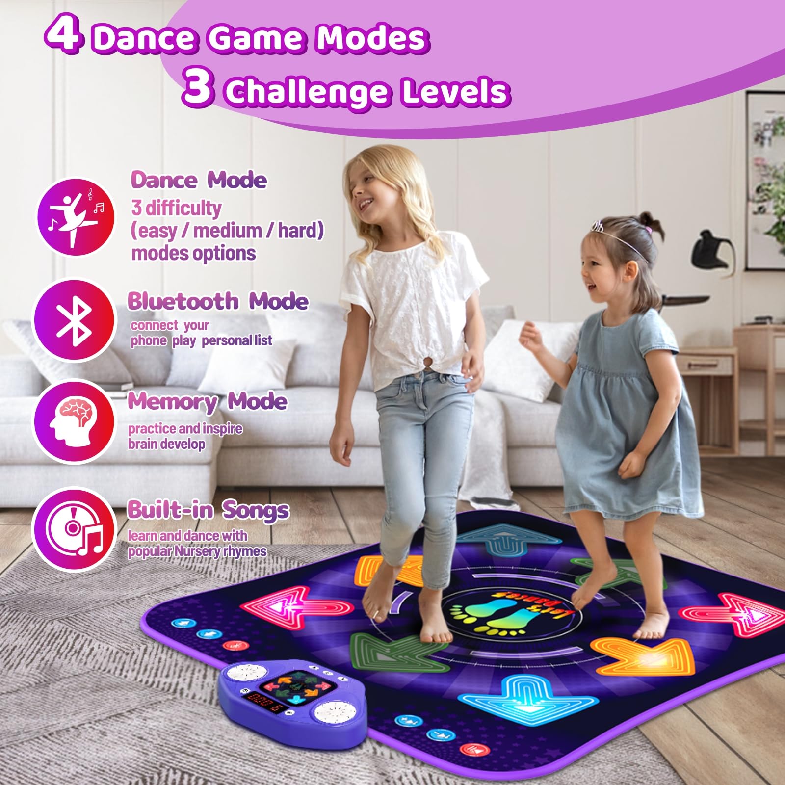 Child playing on TooLion interactive dance pad floor toy