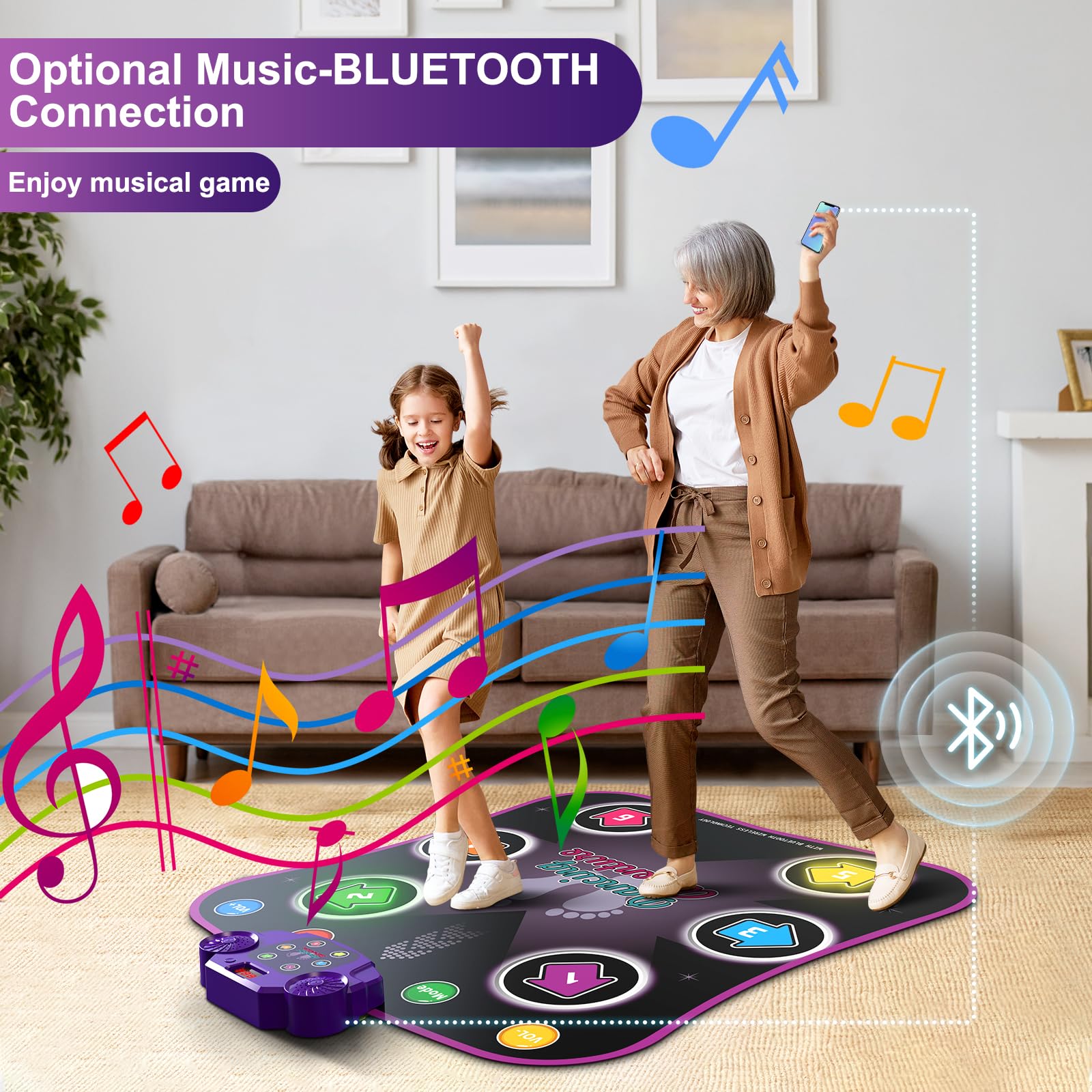 Wireless Bluetooth dance mat with interactive lights