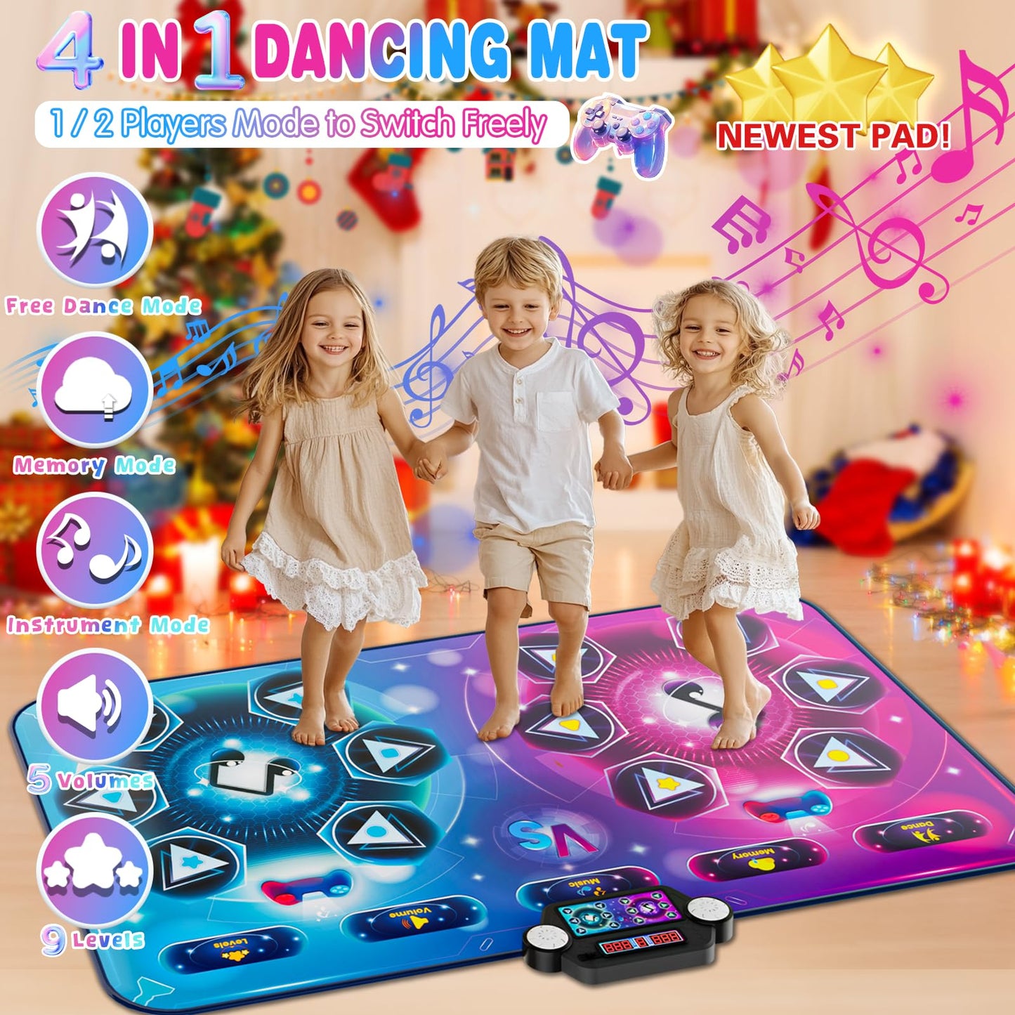 Two children playing on the Maysida electronic dance mat