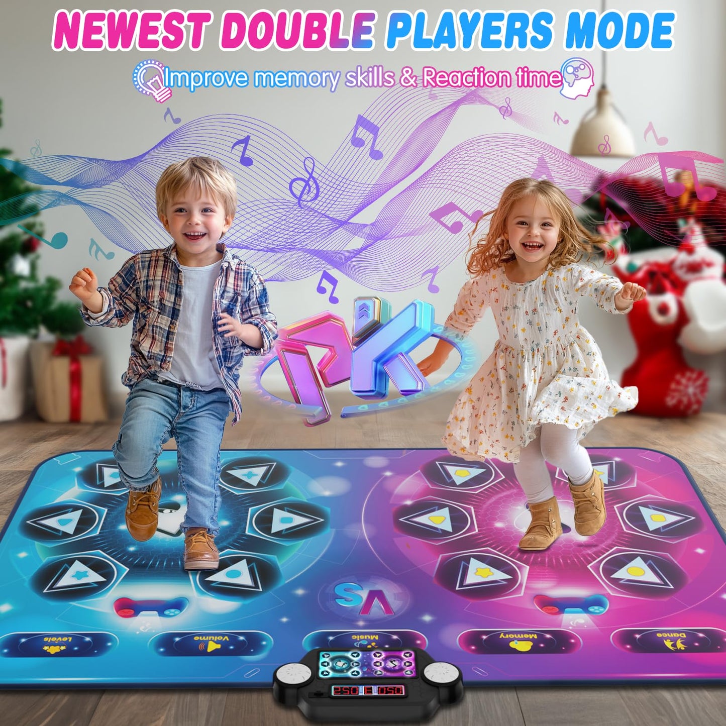 Close up of 12 key LED dance mat surface layout
