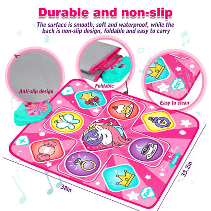Child jumping on a foldable rhythm step play mat
