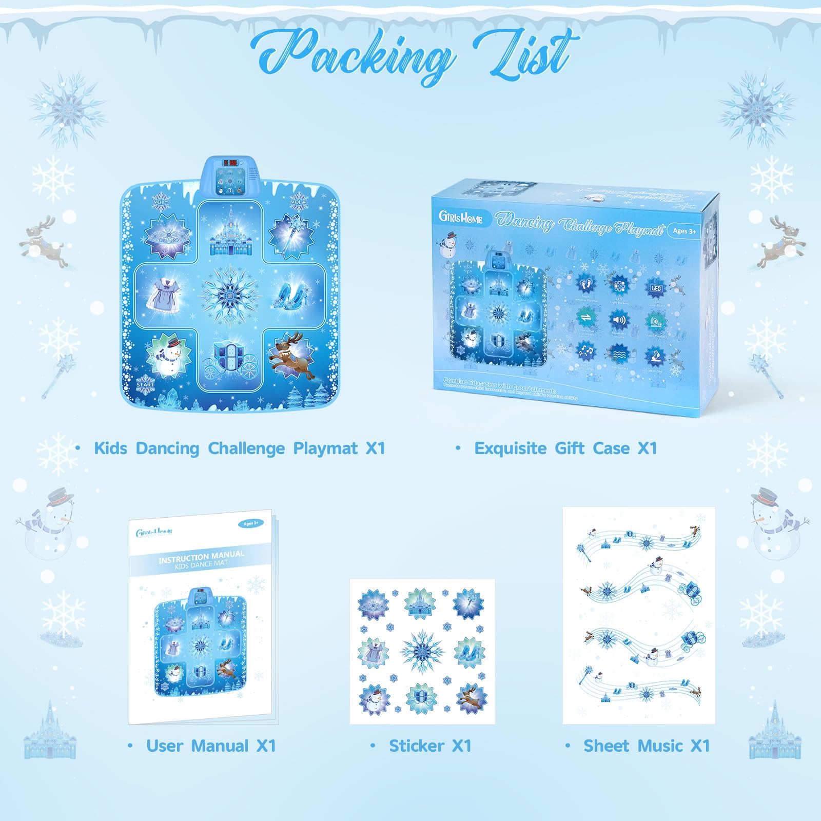 Close up of touch sensitive buttons on Frozen dance mat