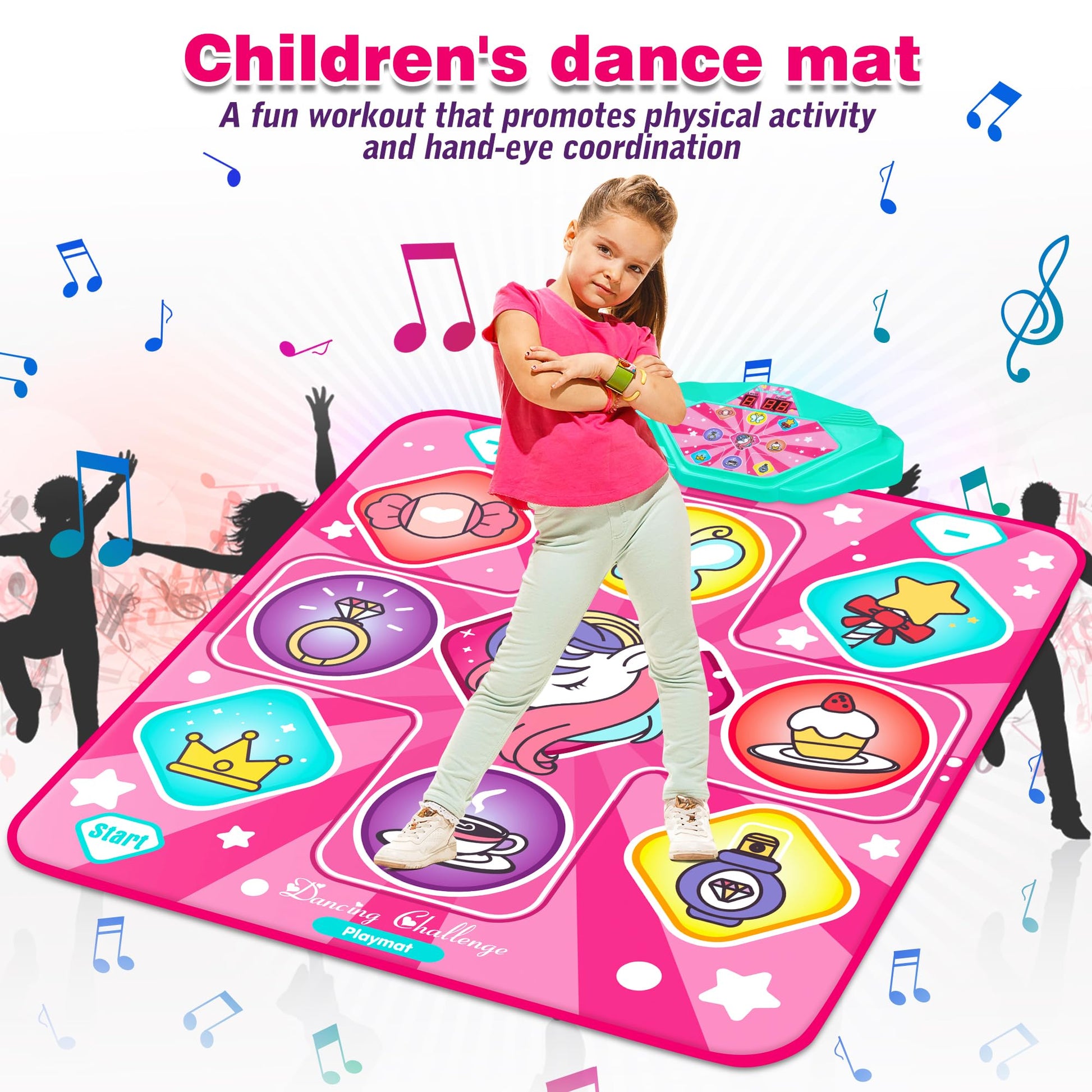 Durable and portable unicorn design dance mat for girls