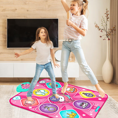 Group of children playing on Kusntin interactive dance mat