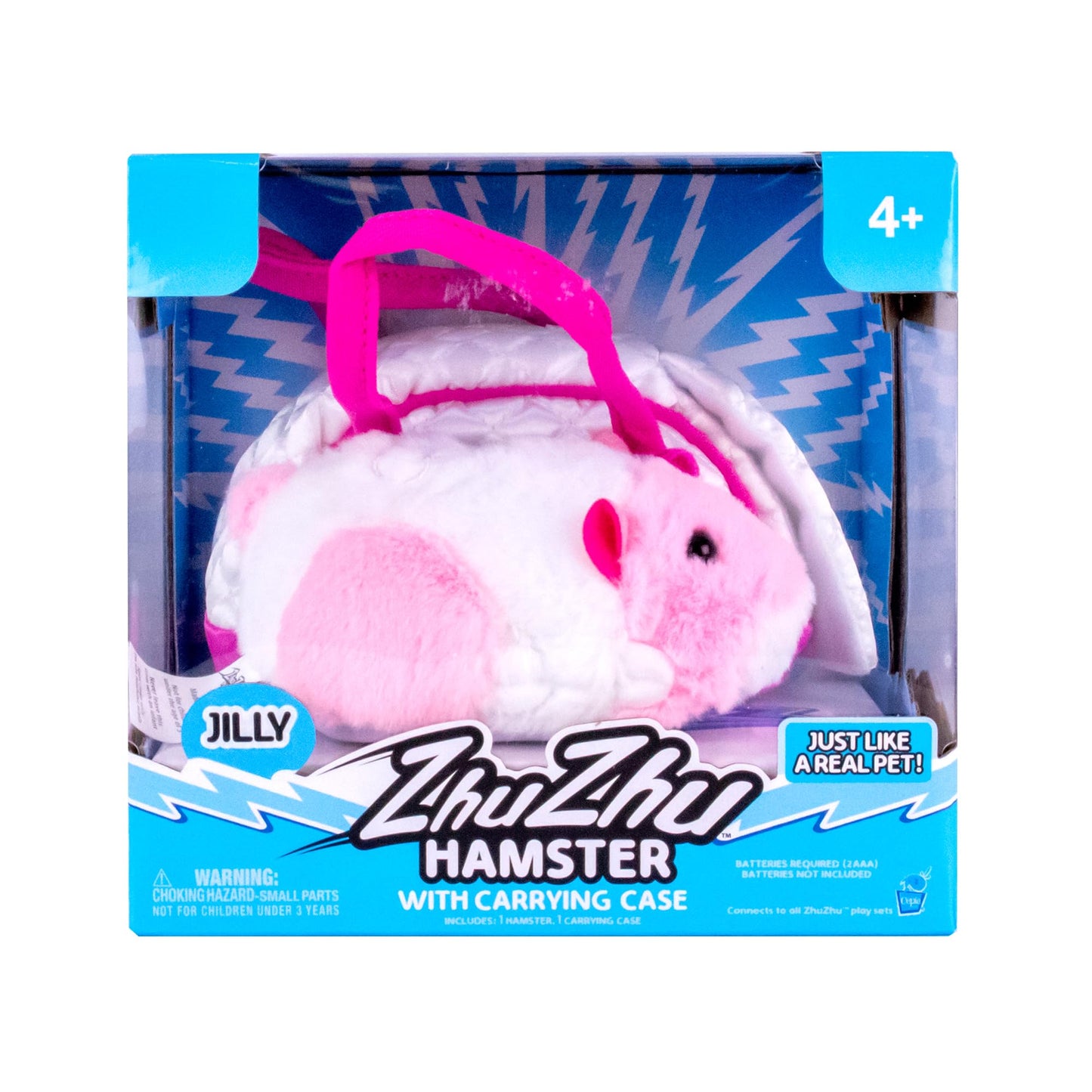 ZhuZhu Jilly electronic hamster toy exploring a flat surface in active zoom mode