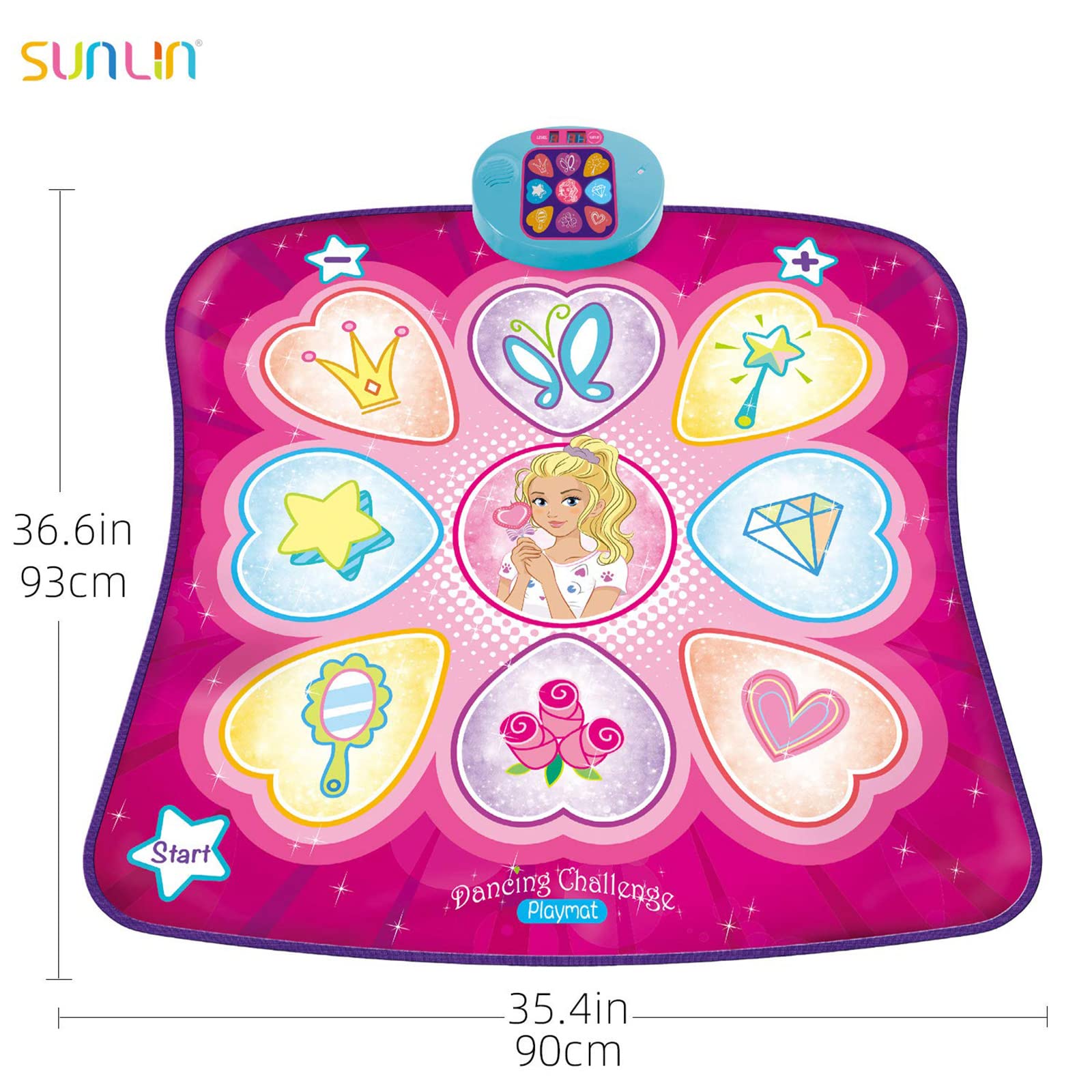 Folded Sunlin dance mat showing portability features.