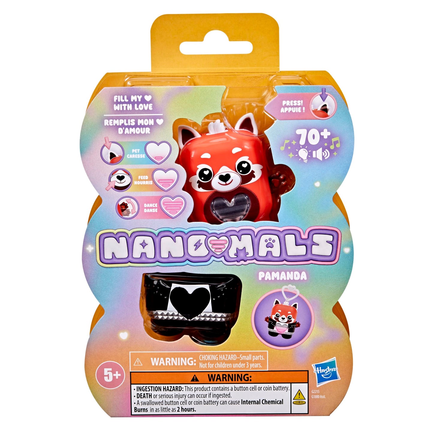 Pocket sized interactive red panda fidget toy with removable snap on rocker outfit accessory
