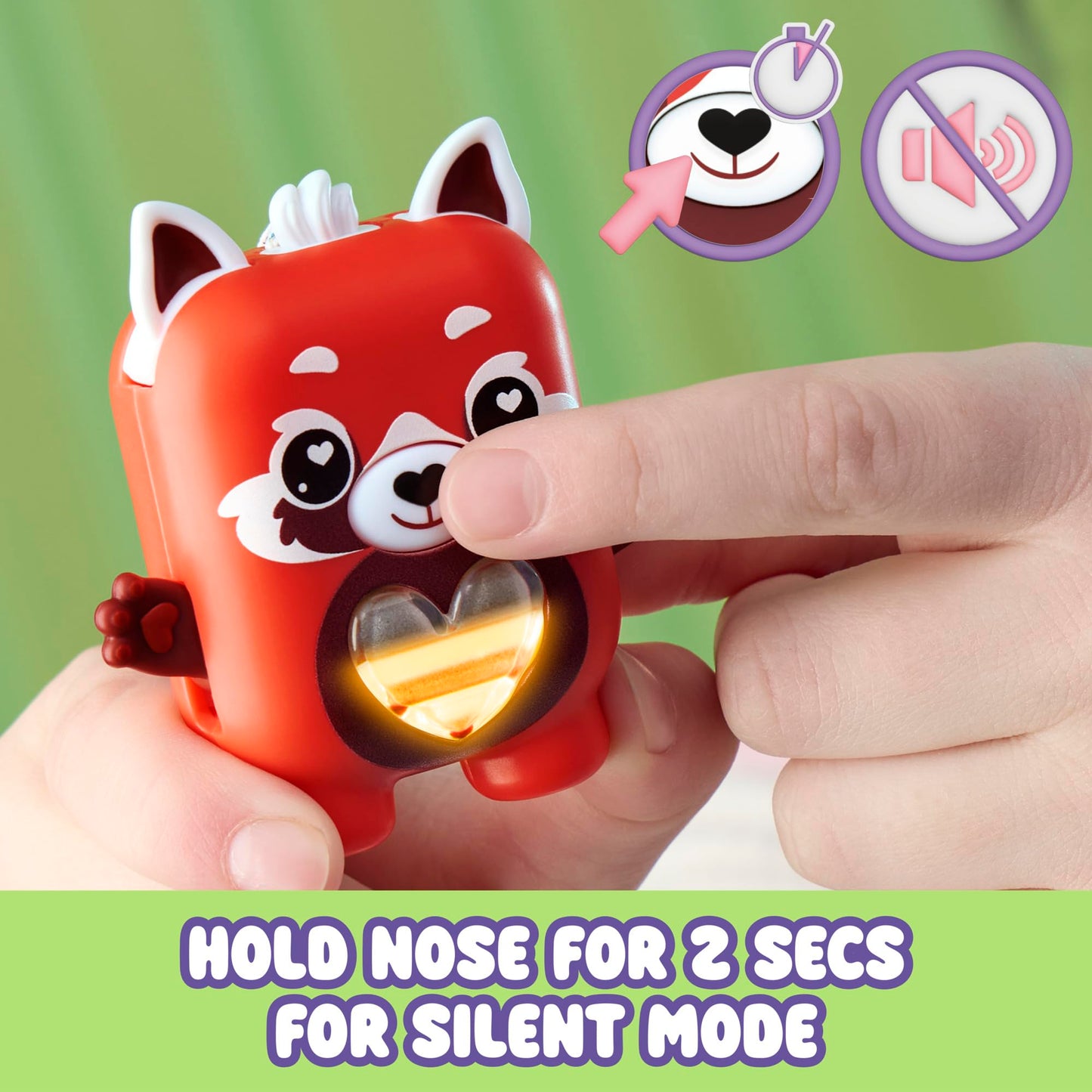 Two different interactive electronic fidget pets placed together triggering social interaction mode