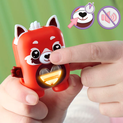 Demonstration of a child hand holding the mini 2.7 inch electronic animal fidget pet
