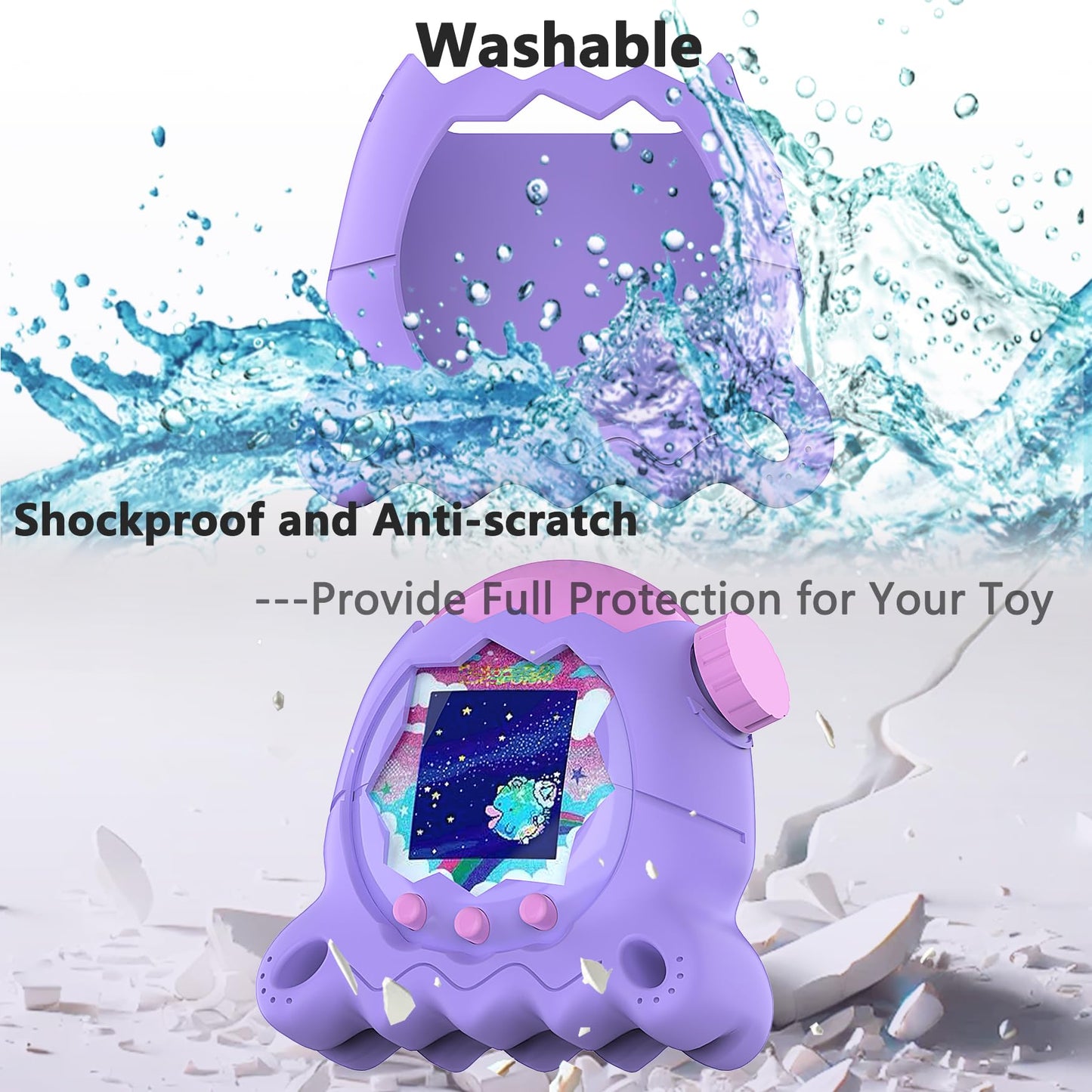 Back view of JCHPINE silicone shell for Tamagotchi Paradise interactive toy