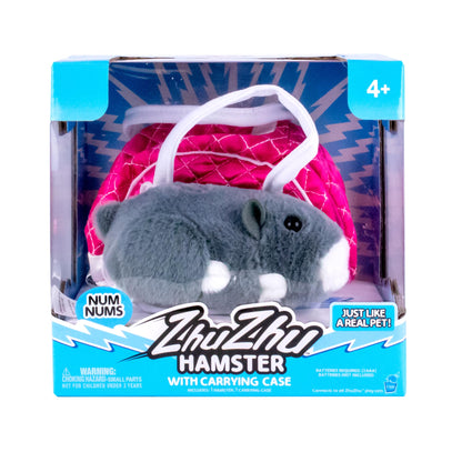 NumNums grey and white interactive electronic hamster close up view