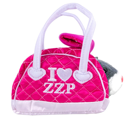 ZhuZhu Pets electronic hamster inside the pink quilted travel case