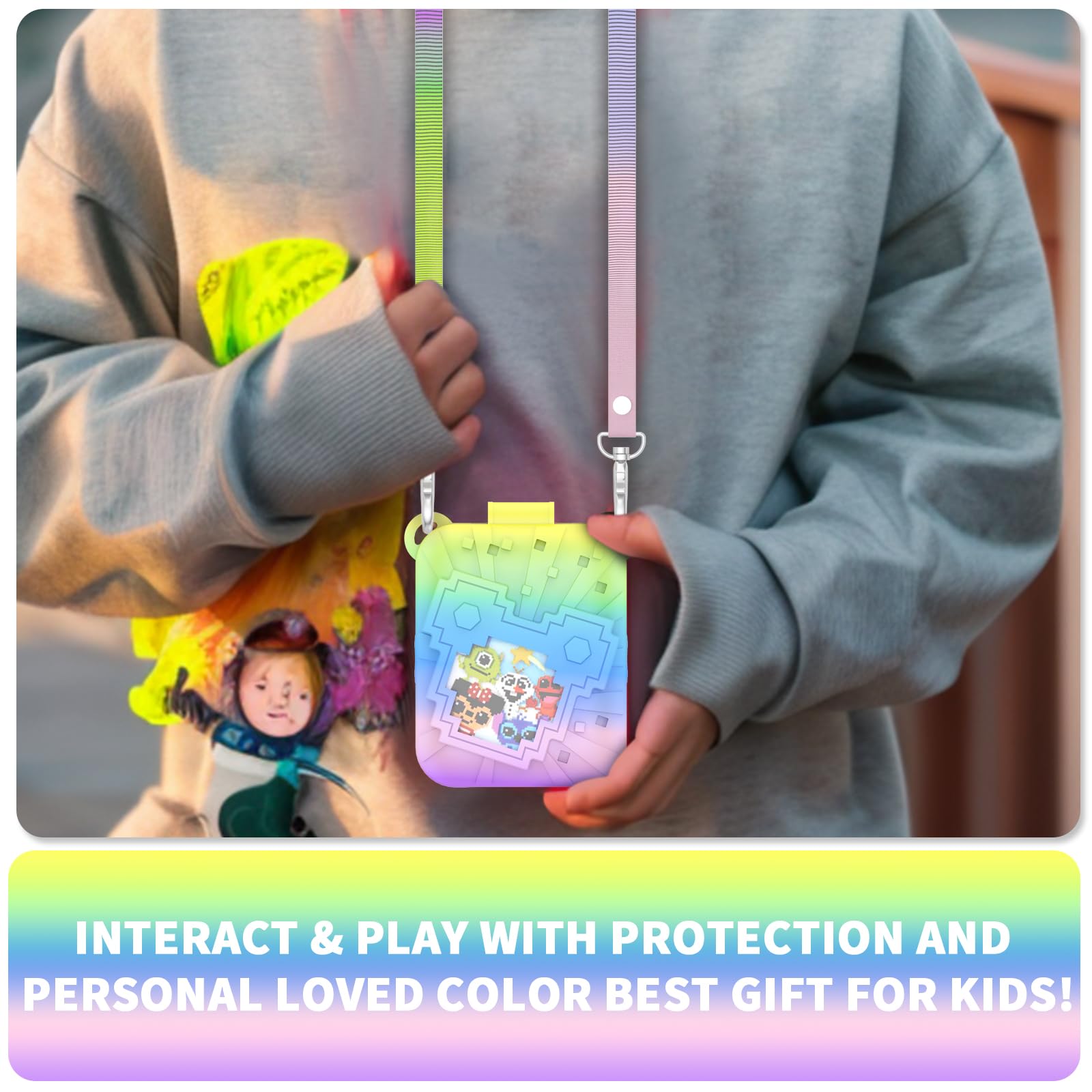 Nimuw colorful gradient soft sleeve packaging contents including the rainbow silicone skin and neck strap