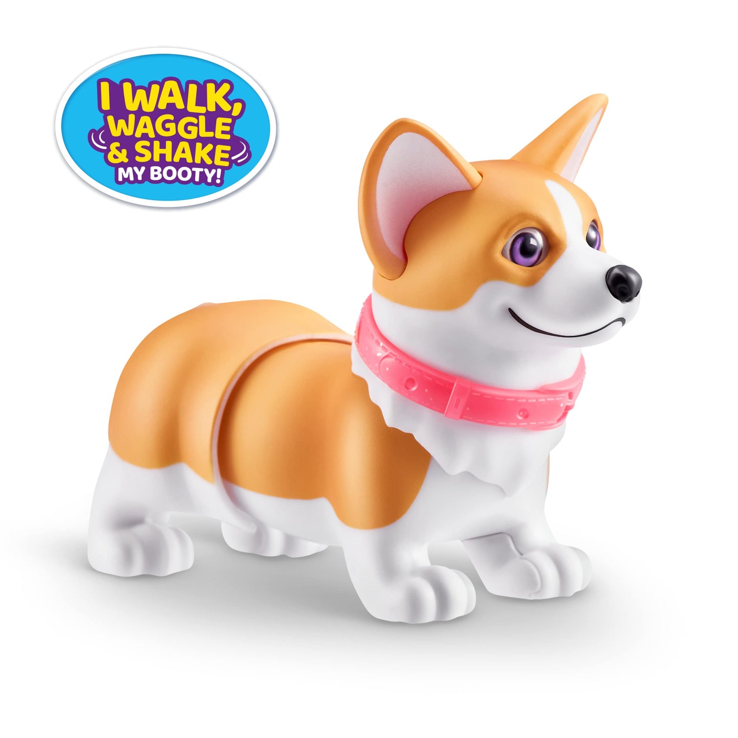 Electronic puppy toy Corgi walking and shaking its tail on a flat surface