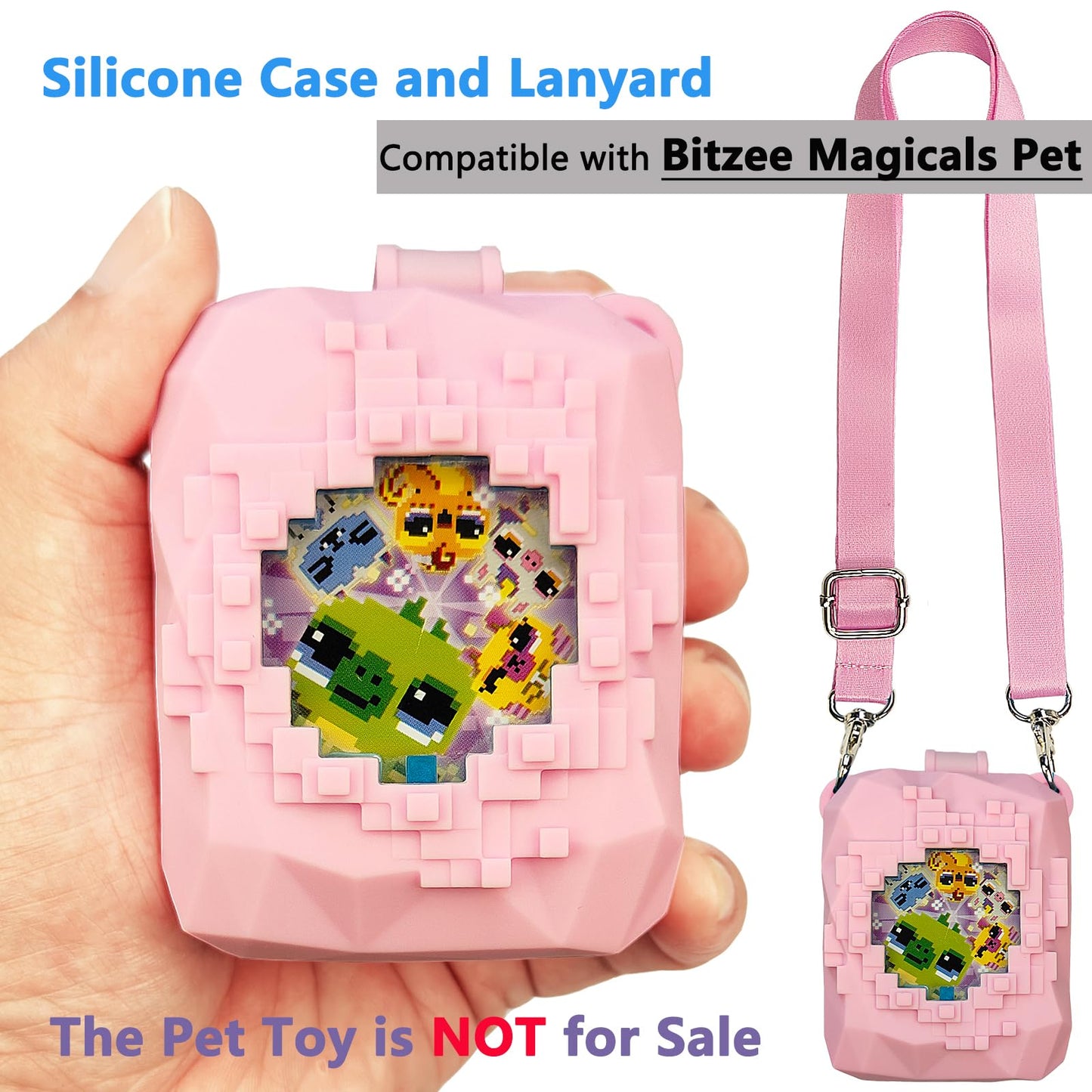 Pink JCHPINE protective sleeve for virtual electronic pet with attached hand strap lanyard