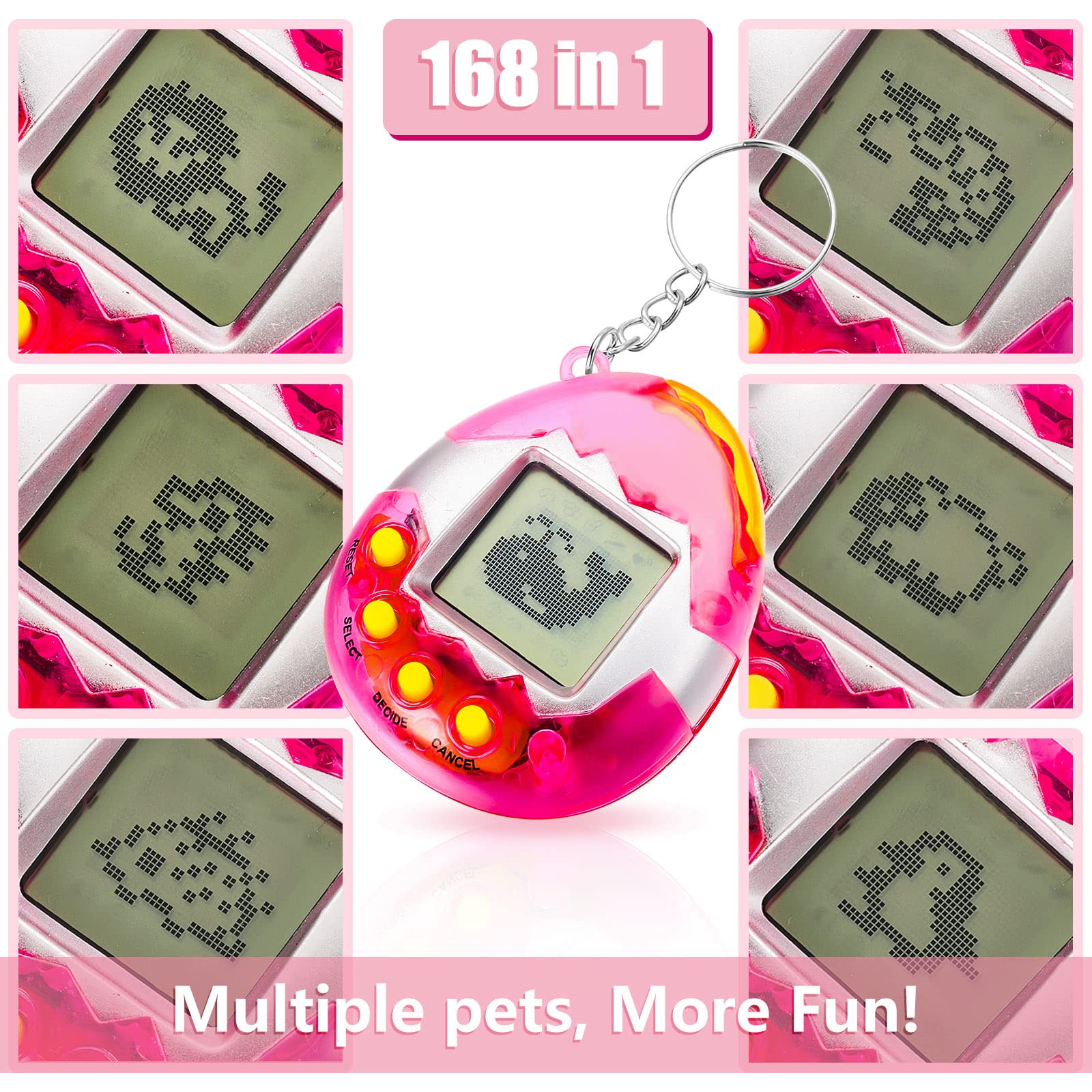 Sosation virtual pocket pet keychain set with included mini screwdriver and battery compartment exposed