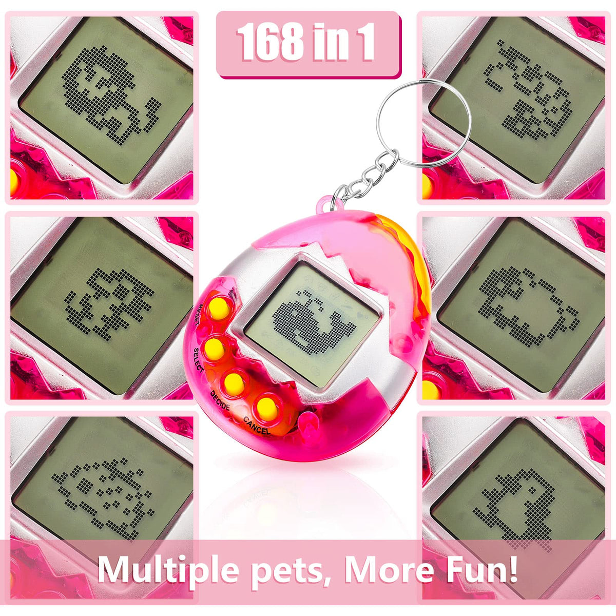 Sosation virtual pocket pet keychain set with included mini screwdriver and battery compartment exposed