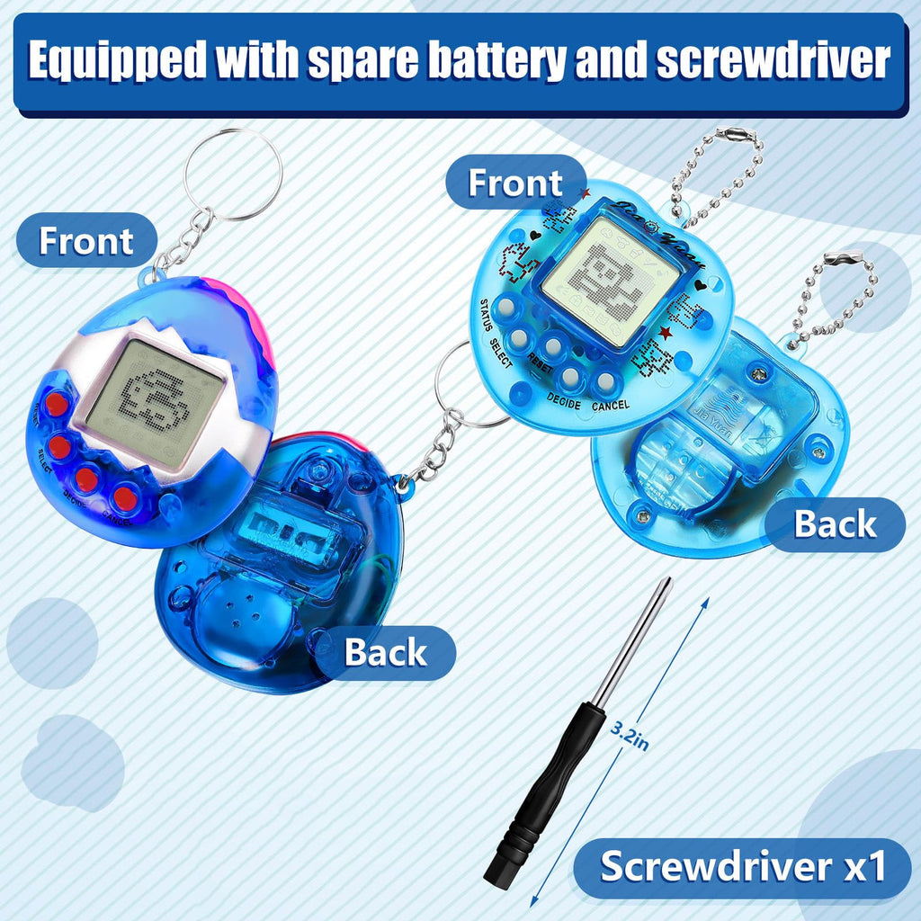 Sosation electronic pixel pet game device showing close up of the interaction screen and buttons