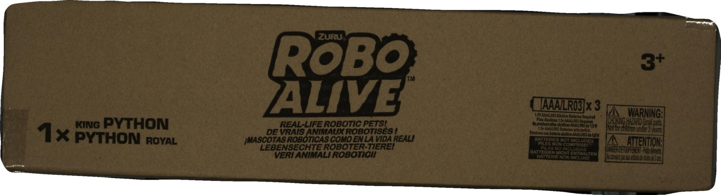 Giant green and yellow patterned Robo Alive snake toy showing segmented body design for realistic agility