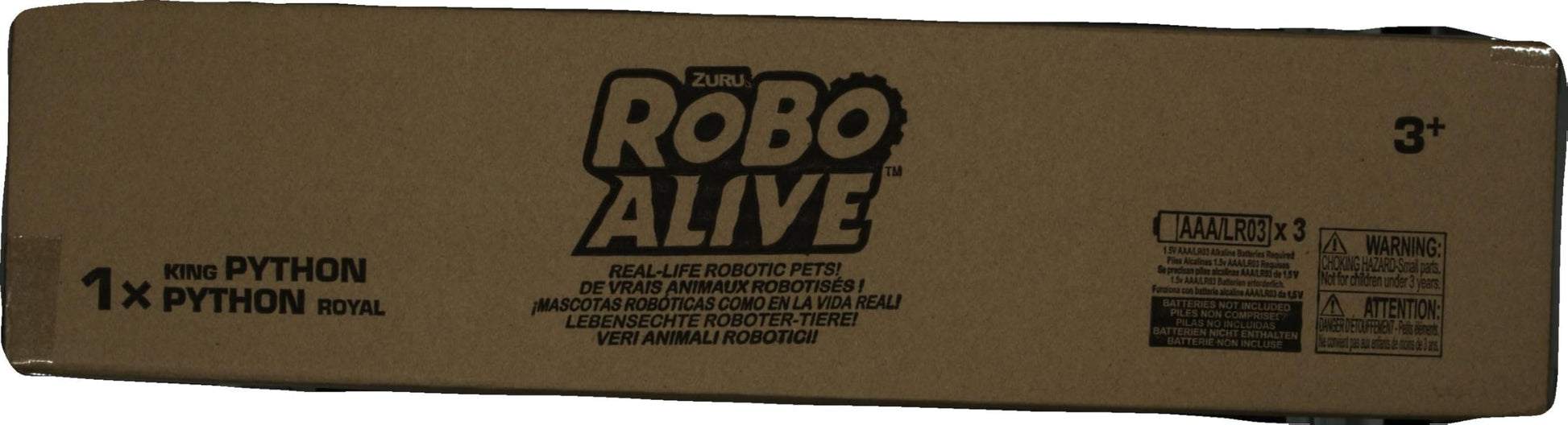 Giant green and yellow patterned Robo Alive snake toy showing segmented body design for realistic agility