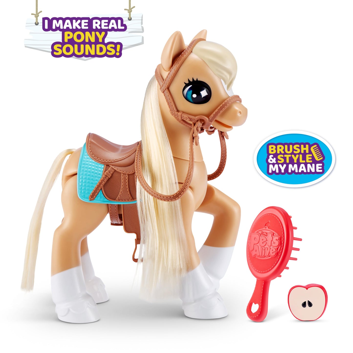 ZURU Pets Alive electronic pony inside its purple toy stall packaging