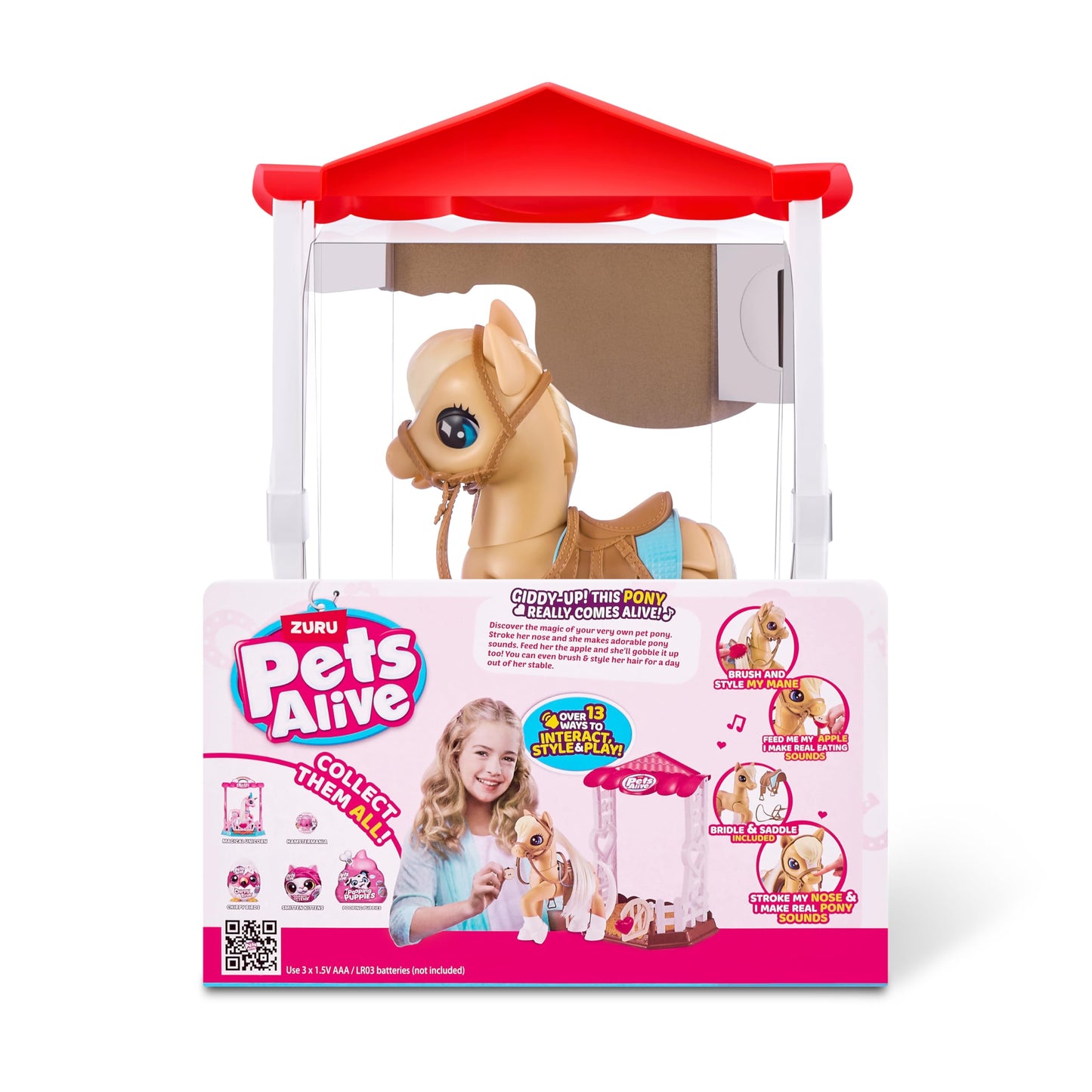 Close up of the long styleable mane on the Pets Alive interactive pony