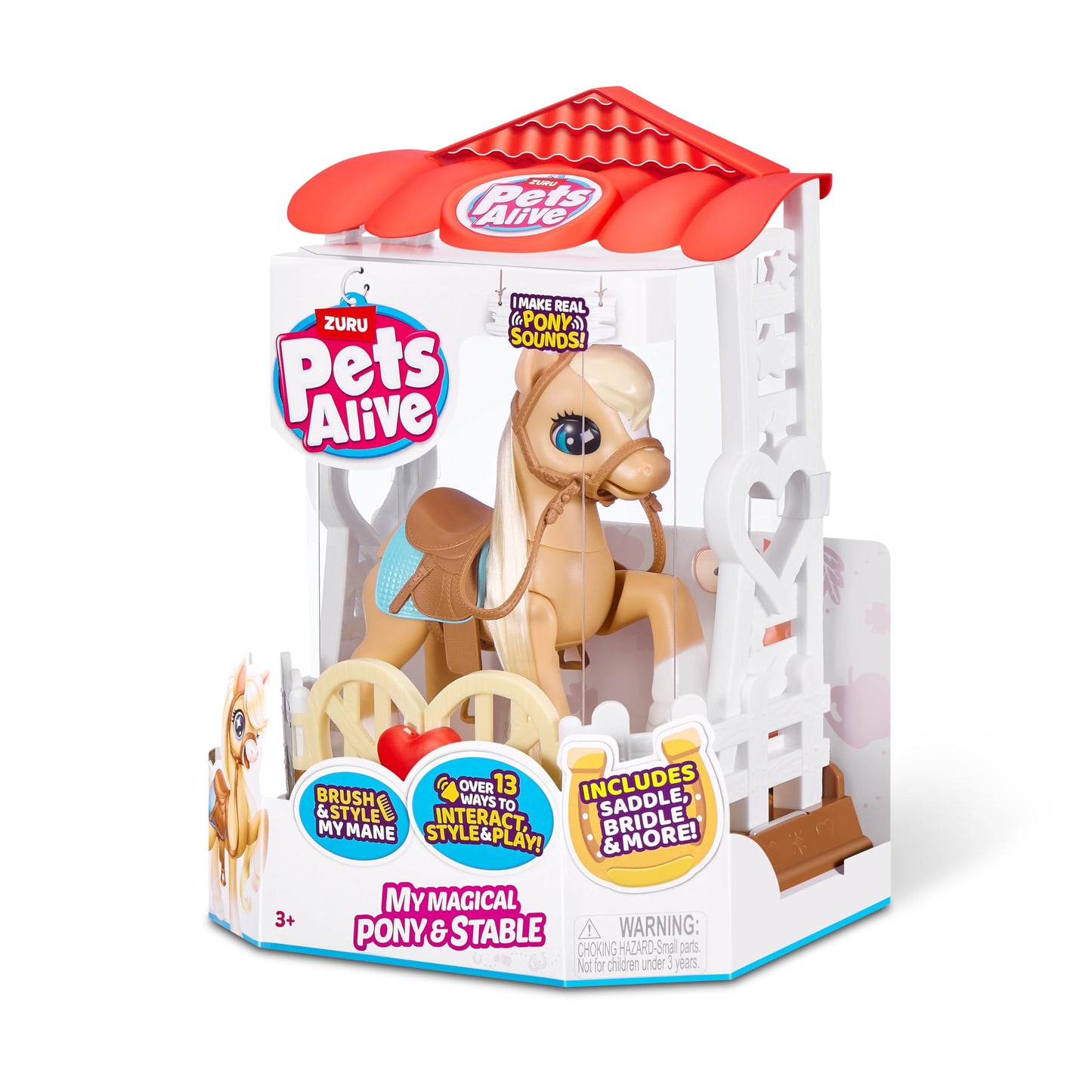 Children roleplaying with the authentic USA imported Pets Alive horse toy set