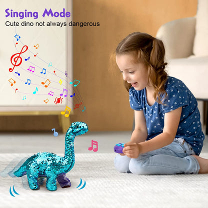 Close up of the reversible color changing sequins on the Koonie electronic dinosaur skin