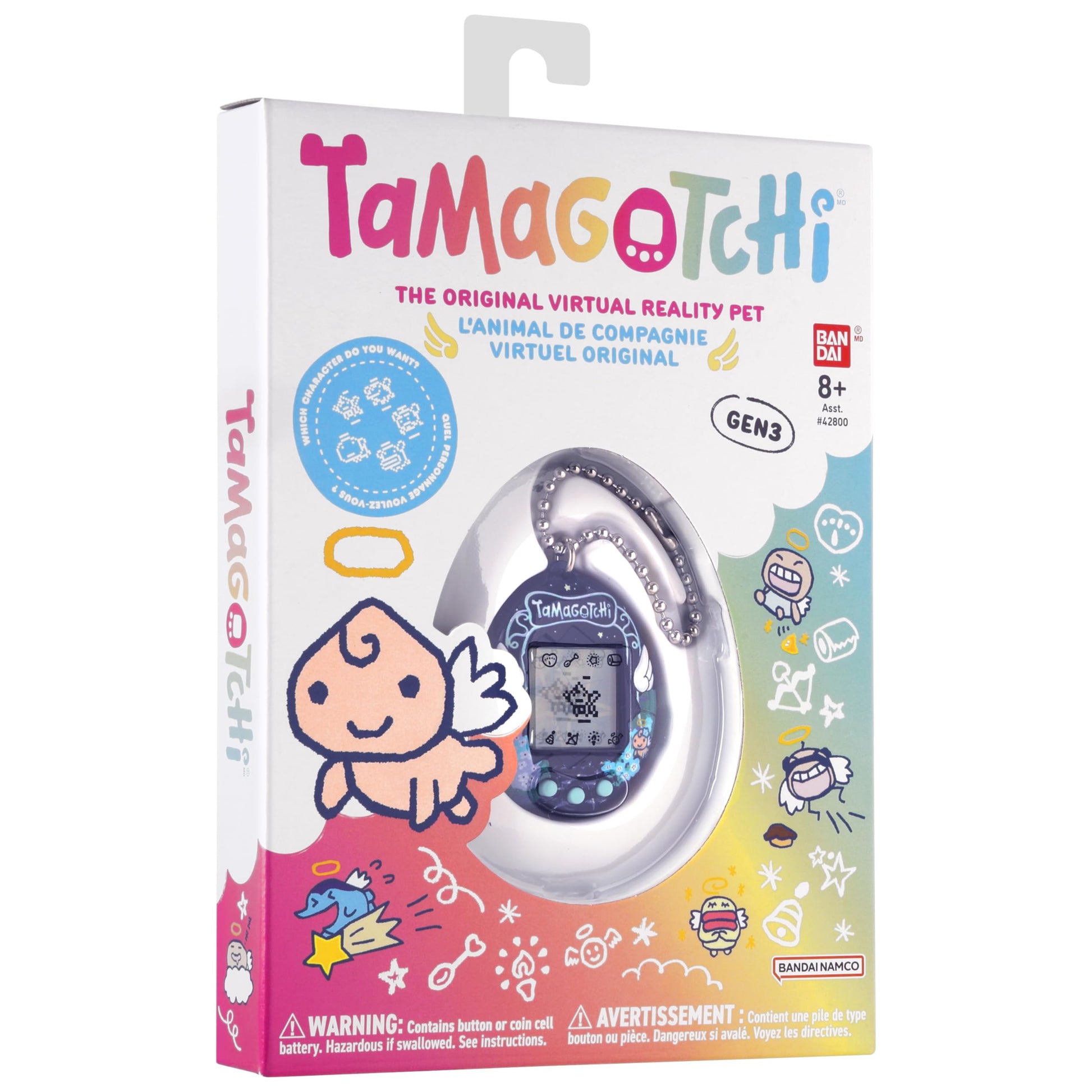 Authentic Tamagotchi Original Angel Night Garden USA imported retail box front panel view