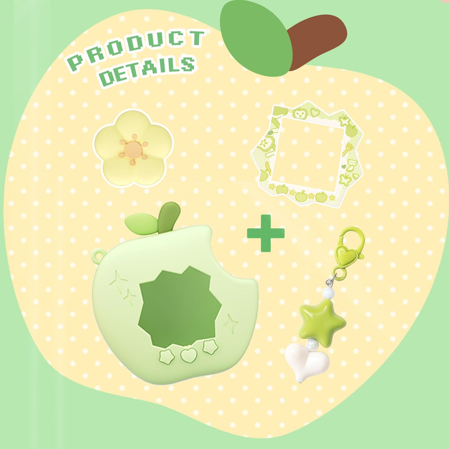 BUBBLELOGUS four in one kawaii accessory bundle displaying the holographic faceplate and flower dial cap separate from the shell