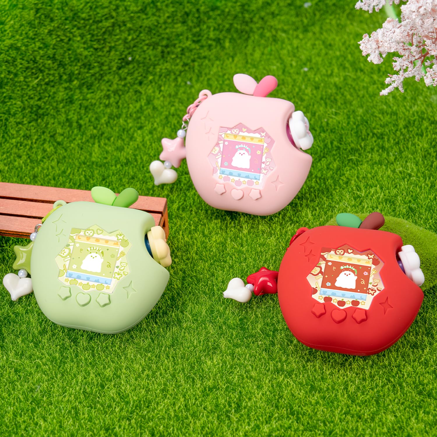 Full packaging display of the green orchard style collectible accessory set for virtual pet customization