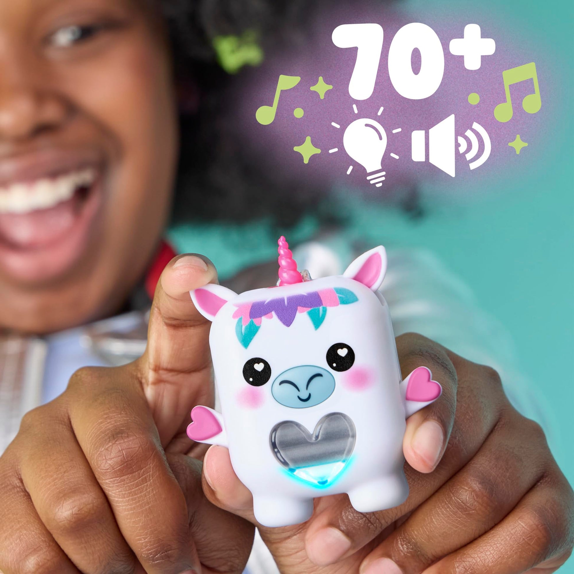 Packaging of the authentic imported Meadowmist the Unicorn electronic fidget pet toy for girls and boys