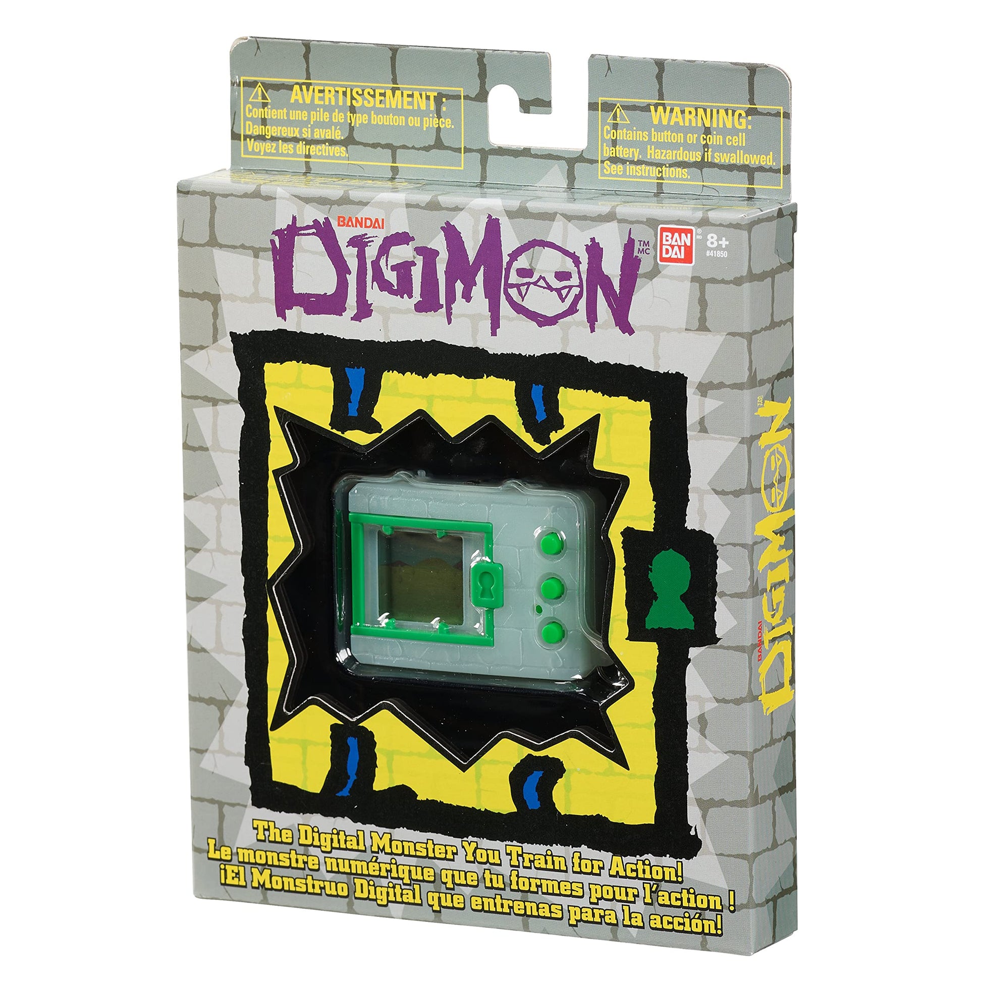 Nostalgic digital monster liquid crystal display screen and button layout close up
