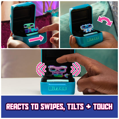 Bitzee Magicals handheld electronic game case closed displaying bright blue color