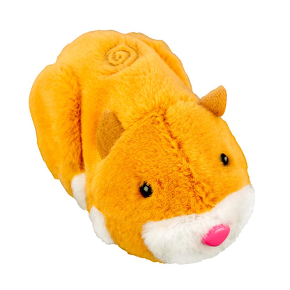 Close up view of the electronic hamster toy illustrating detailed wheels and sensors