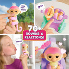 Fingerlings interactive pink axolotl swimming inside the included eighteen inch inflatable pool