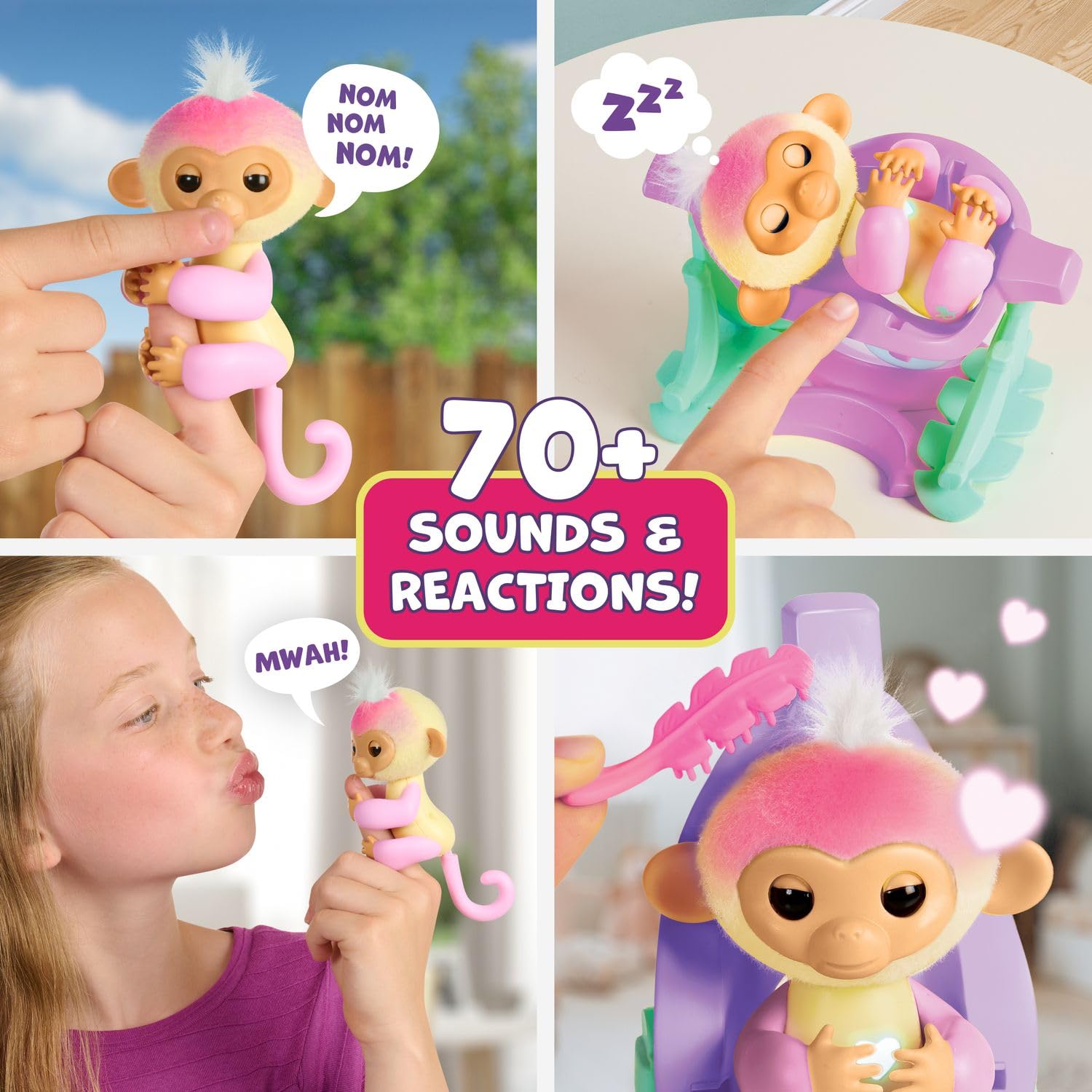 Fingerlings interactive pink axolotl swimming inside the included eighteen inch inflatable pool