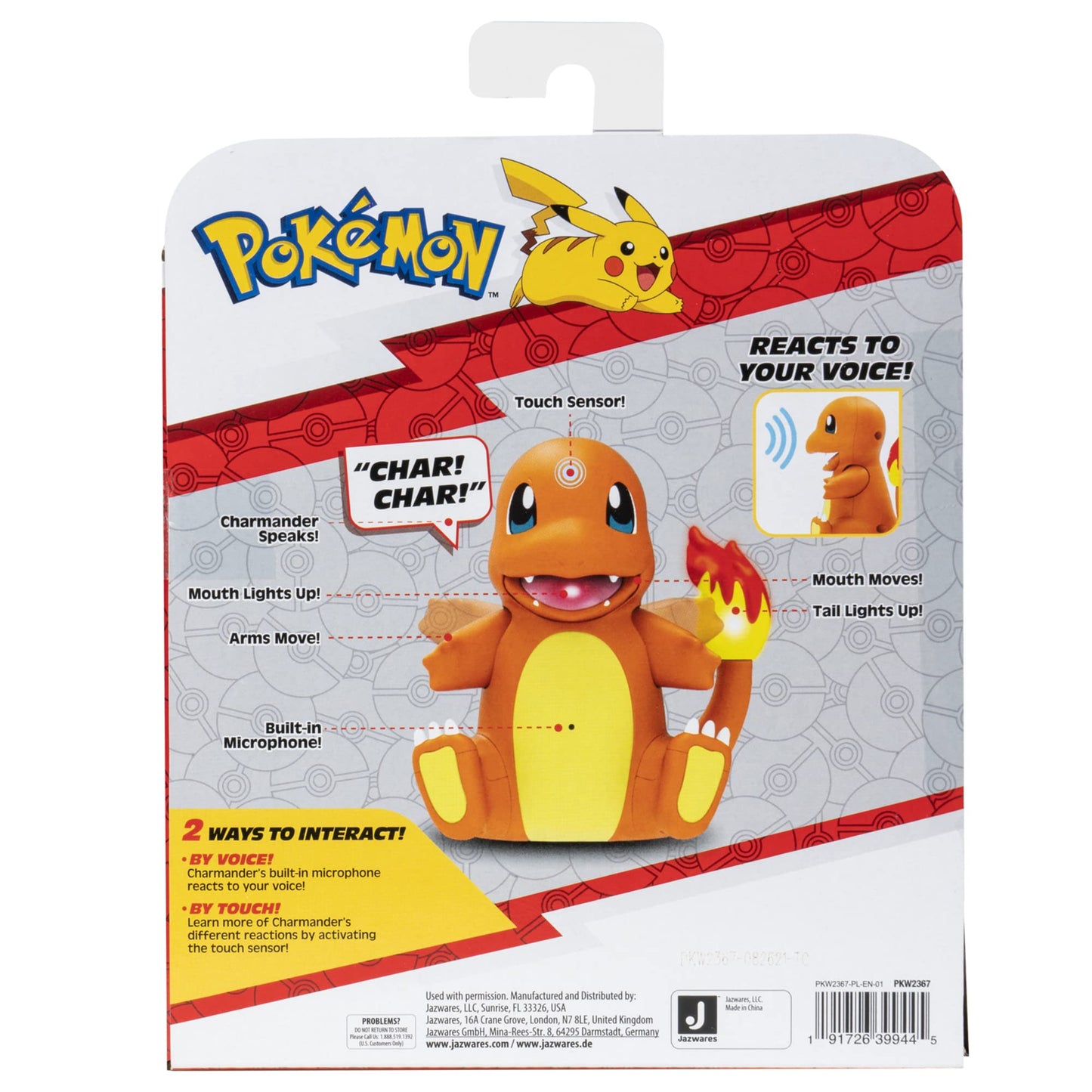 Bottom view of the official PokÃ©mon electronic toy showing the battery compartment and power toggle switch.