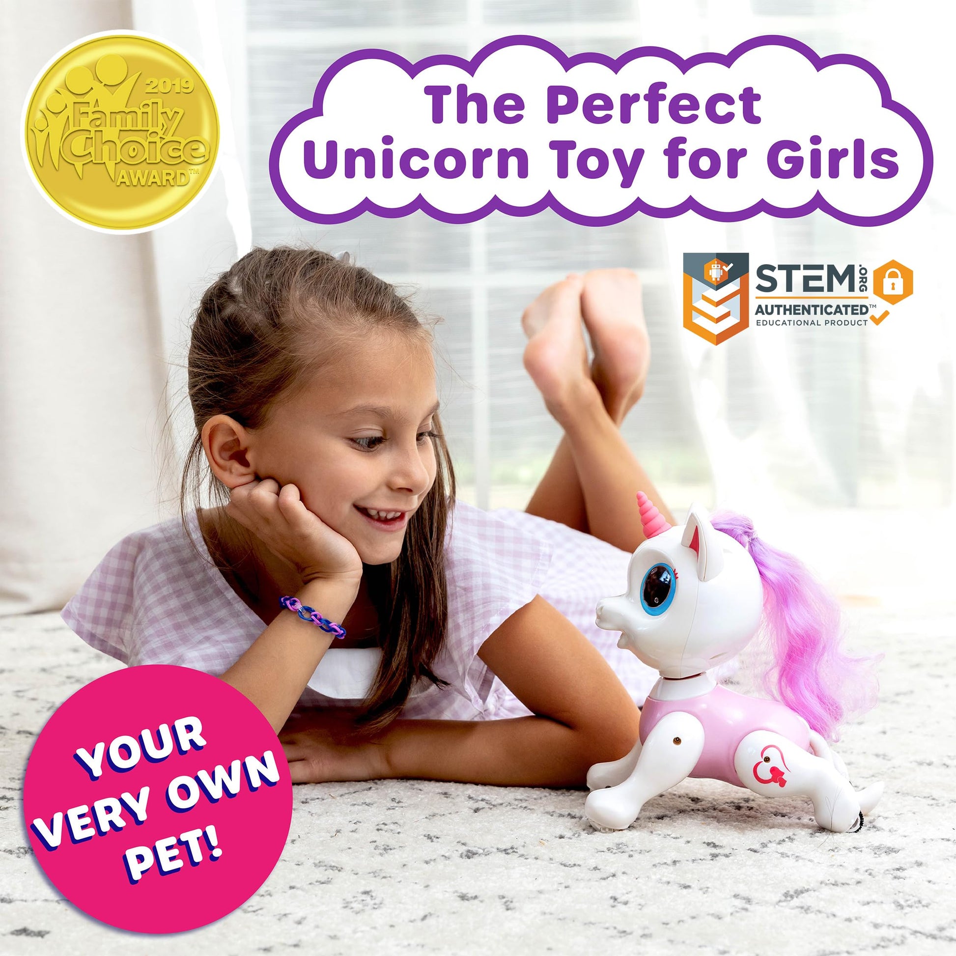 Interactive remote control smart robot unicorn with electronic treats package layout