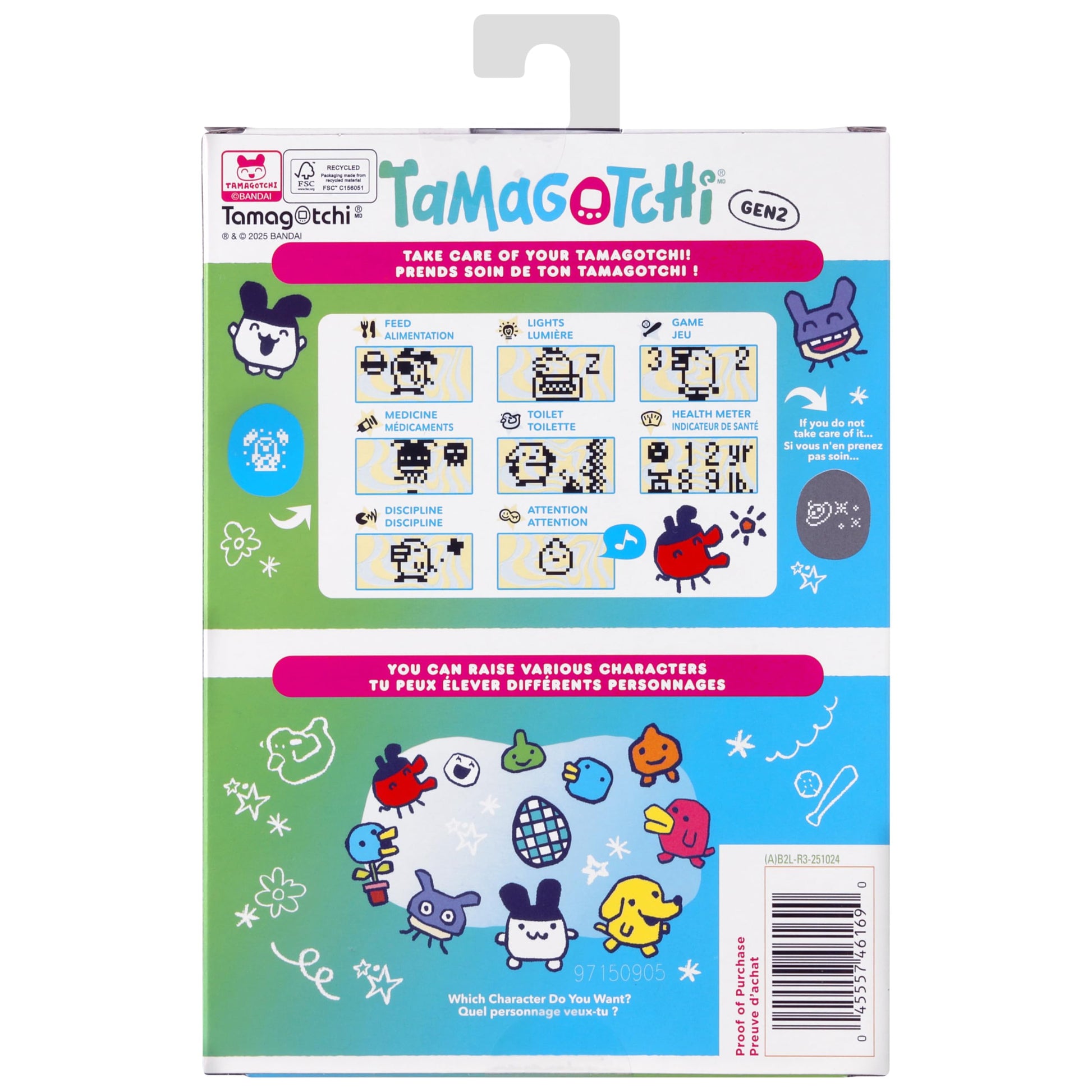 Pocket sized virtual pet device showing side profile thickness and sturdy retro plastic construction