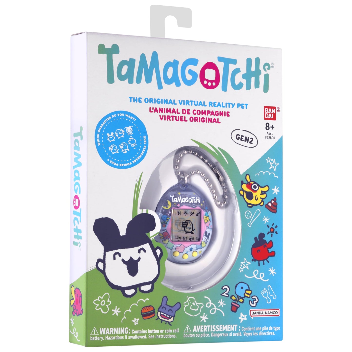 Collectible Japanese brand electronic toy accessory attached securely to a lifestyle backpack hook