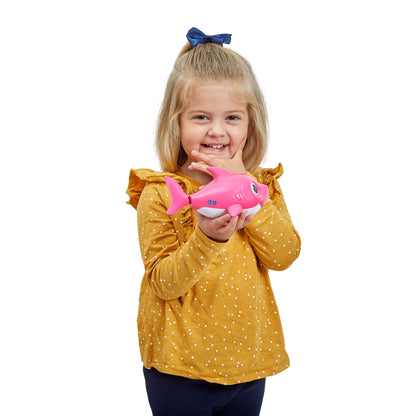 Robo Alive Junior pink shark packaging detailing the four minute power save feature