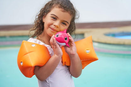 Waterproof battery compartment and safety seal view of the electronic toy