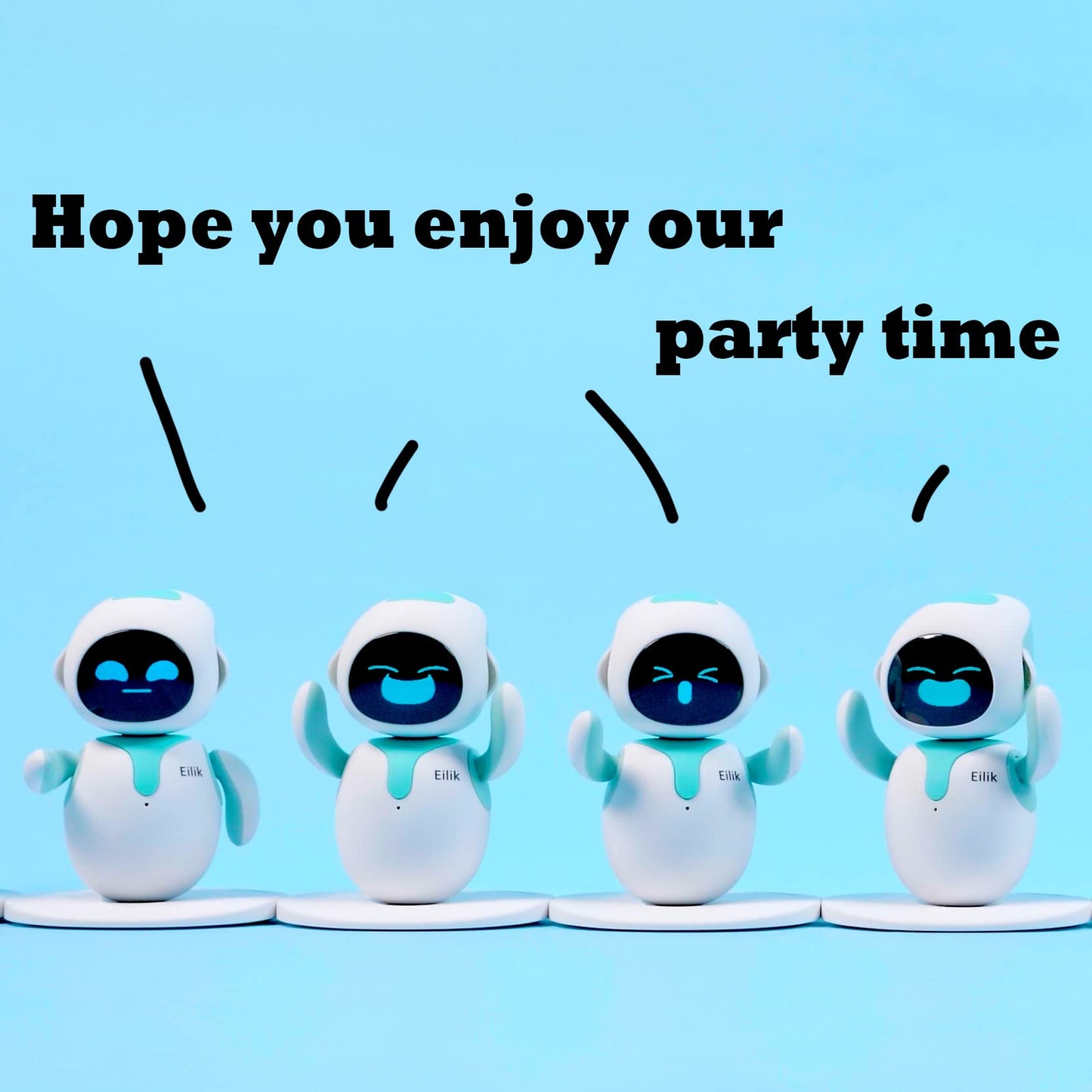 Energize Lab Eilik robot with USB Type-C charging cable and original packaging accessories