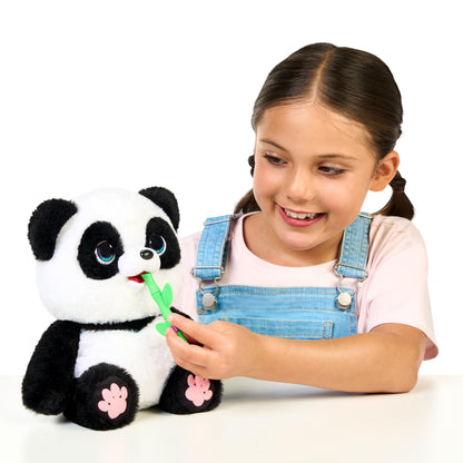Little Live Pets interactive baby panda ChuChu being fed with bamboo accessory