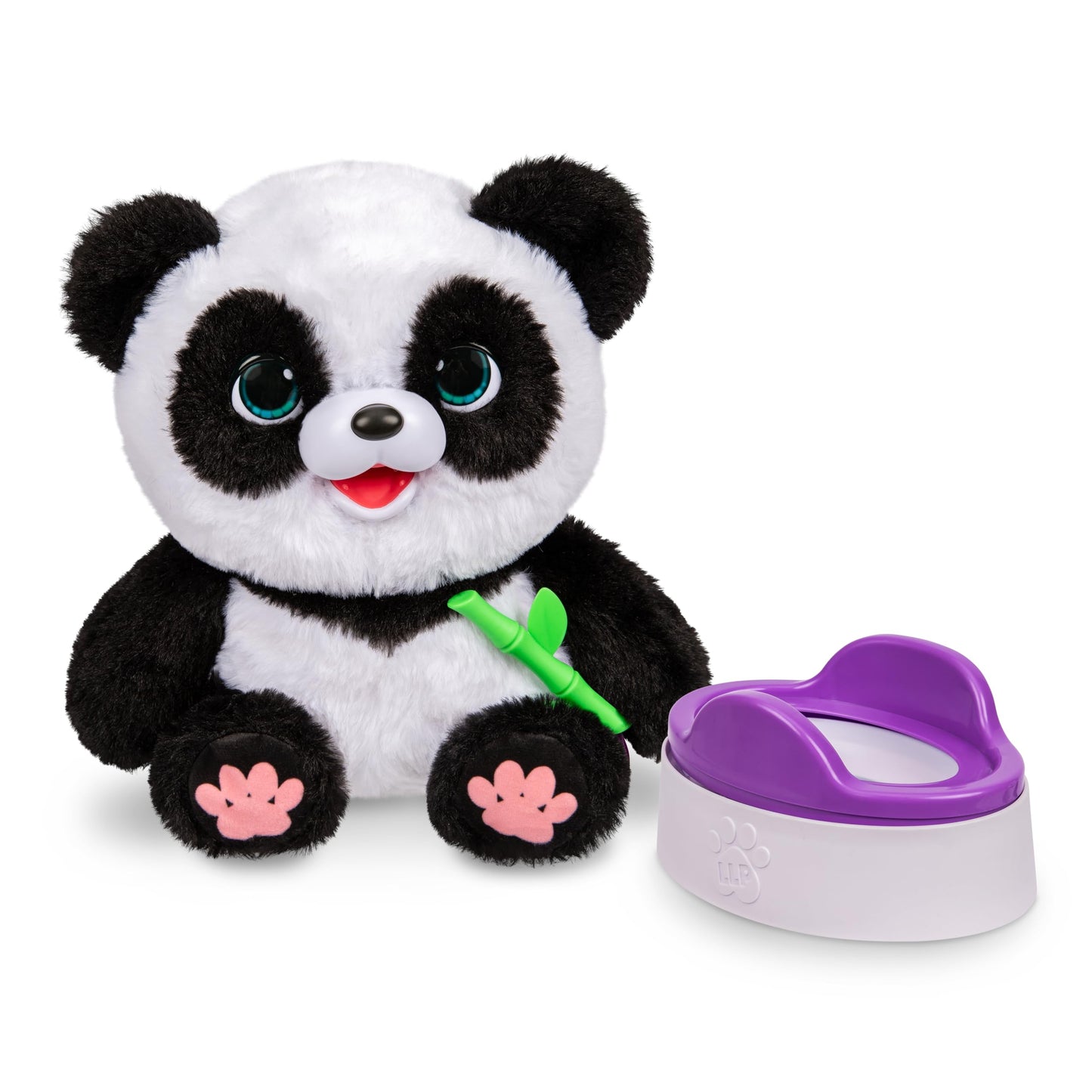 Little Live Pets My Baby Panda ChuChu sitting on his toy potty doing a potty dance